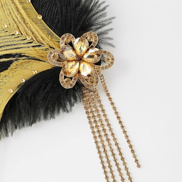 Peacock Fascinator with Rhinestones - Roaring 20s Flapper Fascinator for 1920s H - Picture 5 of 6